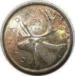 Канада 1966 г. • KM# 62 • 25 центов • Елизавета II • олень • серебро • AU+