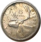 Канада 1957 г. • KM# 52 • 25 центов • Елизавета II • северный олень(карибу) • регулярный выпуск • AU