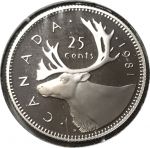 Канада 1981 г. • KM# 74 • 25 центов • Елизавета II • олень • регулярный выпуск • MS BU пруф!