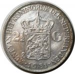 Нидерланды 1931 г. • KM# 165 • 2 ½ гульдена • королева Вильгельмина I • серебро • регулярный выпуск • AU