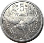 Новая Каледония 1986 г. • KM# 16 • 5 франков • птица Кагу • регулярный выпуск • AU+