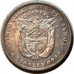 Панама 1904 г. • KM# 2 • 5 сентесимов • Васко де Бальбоа • серебро 2.5 гр. • регулярный выпуск • AU