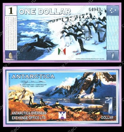 Антарктида(США) 1999г. P# / 1 доллар пингвины / UNC пресс