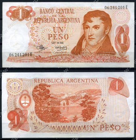 Аргентина 1970-73 гг. P# 287 / 1 песо / UNC пресс