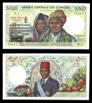 Коморские о-ва 1984 г. • P# 12a • 5000 франков • мужчина и женщина • регулярный выпуск • UNC пресс