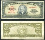 Куба 1958 г. • P# 80b • 20 песо • Антонио Масео • герб • регулярный выпуск • F-VF ( кат. - $ 4 )
