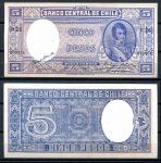 Чили 1940 г. • P# 91c • 5 песо • Бернардо О’Хиггинс • регулярный выпуск • UNC* пресс