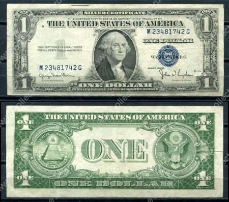 США 1935 г. D • P# 416D2 • 1 доллар • Джордж Вашингтон • серебряный сертификат • VF+