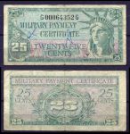 США 1961 - 1964 гг. • P# M45 • 25 центов • серия 591 • Статуя Свободы • армейский чек • F-