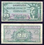США 1961 - 1964 гг. • P# M45 • 25 центов • серия 591 • Статуя Свободы • армейский чек • F+