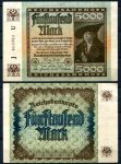 Германия 1922 г. P# 81a • 5000 марок • в.з. "буквы G D" • регулярный выпуск • UNC пресс ( кат. - $10 )