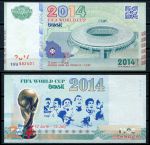 КНР/Бразилия 2014 г. • Футбол ЧМ-2014 сувенирная бона FIFA • памятный выпуск • UNC пресс