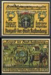 Германия • Растенберг 1921 г. • 75 пфеннигов • рыцарь • схема поселения 1646 г. • нотгельд • UNC пресс