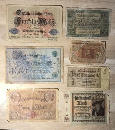 Германия 1908-1937 гг. • 7 старых, разных бон (7 типов)