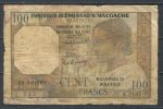Мадагаскар 1961 г. • P# 52 • 100 франков • надпечатка на № 48 • VG-