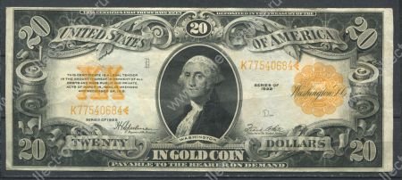 США 1922 г. • P# 275 • 20 долларов • Джордж Вашингтон • золотой сертификат • XF-
