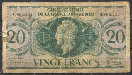 Французская Экваториальная Африка 1944 г. • P# 17c • 20 франков • регулярный выпуск • F*
