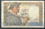 Франция 1942 г. (15-10) • P# 99b • 10 франков • шахтер • регулярный выпуск • VF*