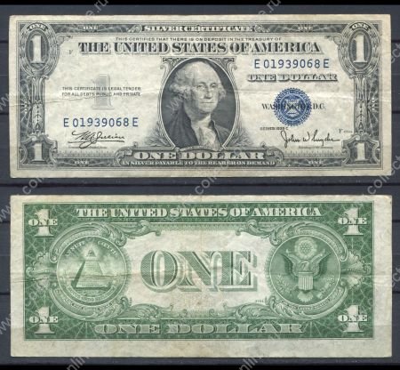 США 1935 г. C • P# 416c • 1 доллар • Джордж Вашингтон • серебряный сертификат • VF