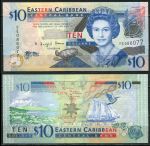 Восточные Карибы 2008 г. • P# 48 • 10 долларов • Елизавета II • парусник • серия FE • UNC пресс ( кат. - $18 )