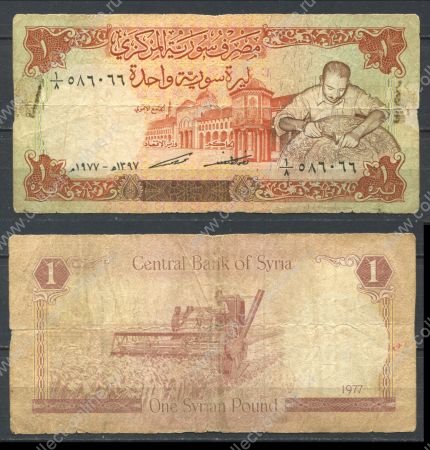 Сирия 1977 г. • P# 99 • 1 фунт • комбайн • регулярный выпуск • F-