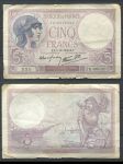 Франция 1940 г. (5-12) • P# 83 • 5 франков • женщина в шлеме • регулярный выпуск • F-VF