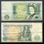 Великобритания 1981-1984 гг. • P# 377b • 1 фунт • Елизавета II • Исаак Ньютон • D.H.F.Somerset • F