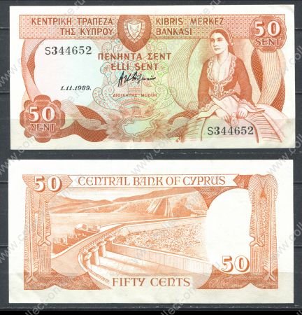 Кипр 1989 г. • P# 52 • 50 центов • регулярный выпуск • AU