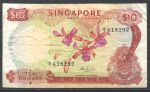 Сингапур 1967 г. (1972) • P# 3c • 10 долларов • орхидеи • регулярный выпуск • F-VF*