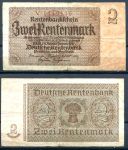 Германия • 3-й рейх 1937 г. • P# 174a • 2 рентенмарки • сноп пшеницы • № - 7 цифр • регулярный выпуск • F+