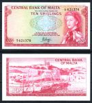 Мальта 1967 г. (1968) • P# 28a • 10 шиллингов • Елизавета II • бухта Мджарр(о. Гоцо) • регулярный выпуск • UNC пресс ( кат. - $175 )