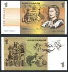 Австралия 1983 г. • P# 42d • 1 доллар • Елизавета II • рисунки аборигенов • регулярный выпуск • UNC пресс ( кат. - $7 )