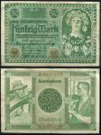 Германия 1920 г. • P# 68 M • 50 марок • крестьянин и рабочий • регулярный выпуск • VF+ ( кат. - $15 )