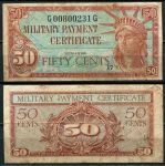 США 1961 - 1964 гг. • P# M46 • 50 центов • серия 591 • Статуя Свободы • армейский чек • F ®