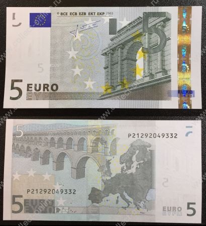 ЕС • Нидерланды 2002 г. • P# 8p • 5 евро • регулярный выпуск • Трише • UNC пресс