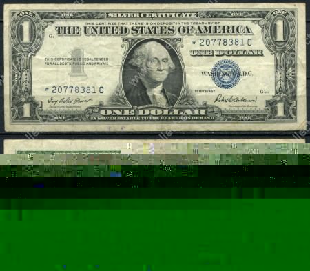 США 1957 г. • P# 419 • 1 доллар • Джордж Вашингтон • серебряный сертификат • VF+