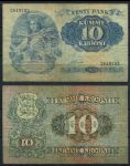 Эстония 1928 г. • P# 63 • 10 крон • девушка с серпом • регулярный выпуск • F ( кат. - $ 30+ )