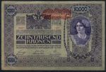 Австрия 1919 г. • P# 65 • 10000 крон • надпечатка "Deutschosterreich" • регулярный выпуск • XF+