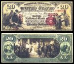 США штат Нью-Джерси 1875г. • Томс Ривер • Первый Национальный Банк • 20 долларов • регулярный выпуск • копия • UNC пресс