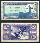 США 1969-1970 гг. P# M76 • 10 центов • серия 681 • подводная лодка • космонавт • армейский чек • AU