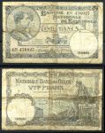 Бельгия 1938 г. • P# 108 • 5 франков • королевская чета • регулярный выпуск • VG
