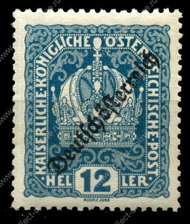 Австрия 1918-1920 гг. • Sc# 185 • 12 gr. • надпечатка "Deutchosterreich" • стандарт • MNH OG VF
