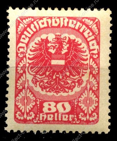 Австрия 1920-1921 г. • MI# 312(SC# 238) • 80 h. • государственный герб • стандарт • MNH OG XF