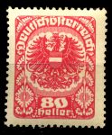 Австрия 1920-1921 г. • MI# 312(SC# 238) • 80 h. • государственный герб • стандарт • MNH OG XF