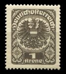 Австрия 1920-1921 г. • MI# 313 • 1 Kr. • государственный герб • стандарт • MNH OG VF