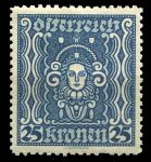 Австрия 1922-1924 гг. • Sc# 289a • 25 Kr. • Символ науки и искусства (перф. 11.5) • стандарт • MNH OG XF