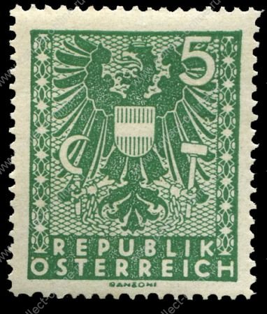 Австрия 1945 г. • SC# 434 • 5 g. • государственный герб • стандарт • MNH OG VF