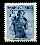Австрия 1948-1951 гг. • Mi# 895(Sc# 522) • 10 gr. • Национальные женские костюмы • Штайермарк • MNH OG VF