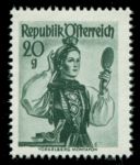 Австрия 1948-1951 гг. • Mi# 897(Sc# 524) • 20 gr. • Национальные женские костюмы • Форарльберг • MNH OG VF