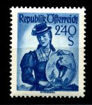 Австрия 1948-1951 гг. • Mi# 920(Sc# 548) • 2.40 sh. • Национальные женские костюмы • Тироль • MNH OG XF ( кат. - €2 )